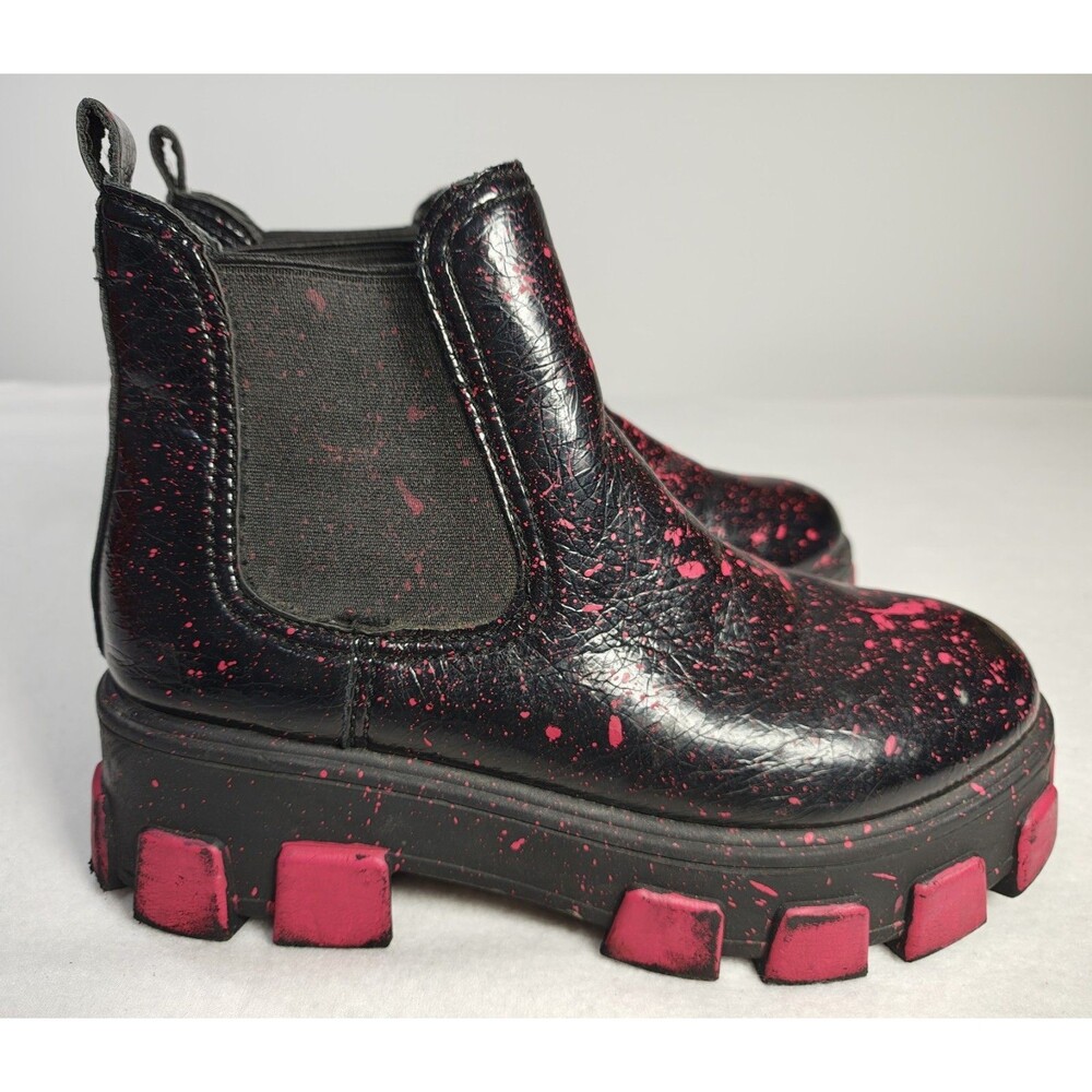 Circus by Sam Edelman Darielle Chelsea Boots Womens 8 Black Pink Lug Sole Chunky